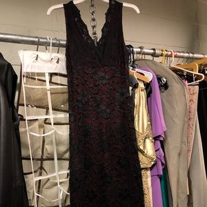 Black lace form fitting dress